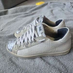 P448 Silver and White Textured Sneakers